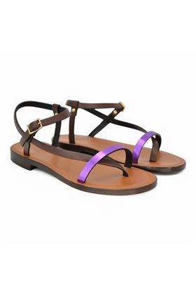Infradito donna in cuoio multicolore. DONNARI' | DC24A-TESTA DI MORO VIOLA